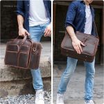 Men's Full Grain Leather Briefcase Large 17 Inch Business Travel Laptop Messenger Bag Tote with YKK Metal Zippers - Image 3